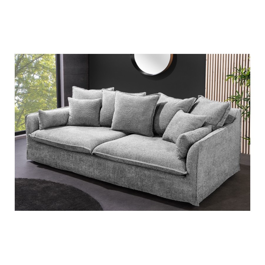 Invicta HEAVEN Sofa 3 osobowa szare Bouclé 202cm / 44190