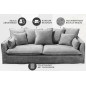 Invicta HEAVEN Sofa 3 osobowa szare Bouclé 202cm / 44190