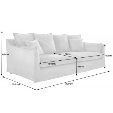 Invicta HEAVEN Sofa 3 osobowa szampański boucle 202cm / 44185