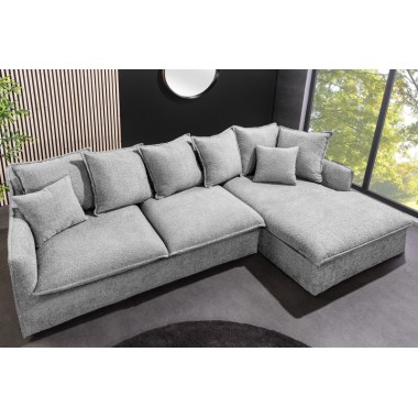 Invicta HEAVEN Sofa narożna szare Bouclé 255cm / 44192