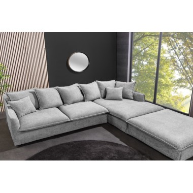 Invicta HEAVEN Sofa narożna szare Bouclé 255cm / 44192