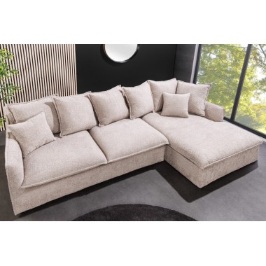 Invicta HEAVEN Sofa narożna szampańskie Bouclé 255cm / 44187