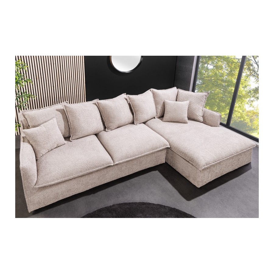 Invicta HEAVEN Sofa narożna szampańskie Bouclé 255cm / 44187