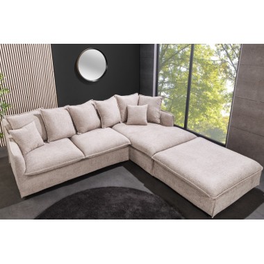 Invicta HEAVEN Sofa narożna szampańskie Bouclé 255cm / 44187