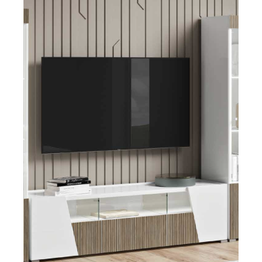 ETNA WHITE Włoska Szafka RTV z oświetleniem LED 209 x 46 x 47cm