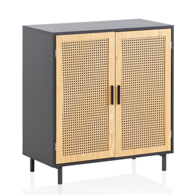 Wohnling Komoda VIENNA rattan czarne mango 80 x 86,5 x 40cm / WL6.828