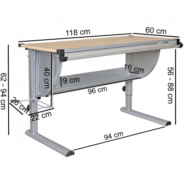 WOHNLING Biurko dziecięce brązowe MAXI 130 cm z regulacją wysokości / SKYG