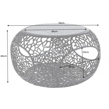 Invicta Stolik kawowy SPIN LEAF czarne szkło 40cm / 44506