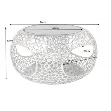 Invicta Stolik kawowy SPIN LEAF srebrne szkło 40cm / 44147