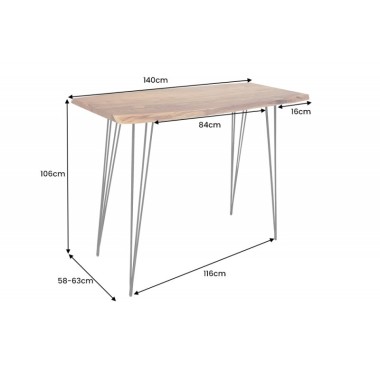 Invicta Stół barowy MAMMUT akacja 140cm / 43670