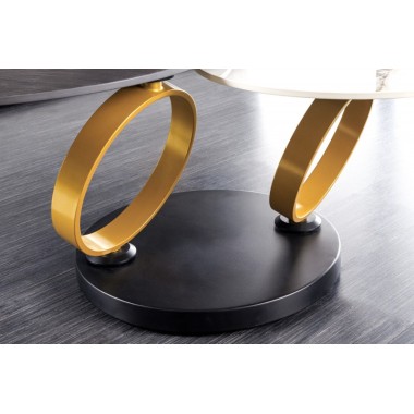 Invicta Stolik kawowy RINGS KERAMIK obrotowy złota rama / 44317