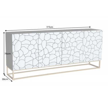 Invicta Komoda VULCANO czarno biała mozaika 177 x 75cm / 44646