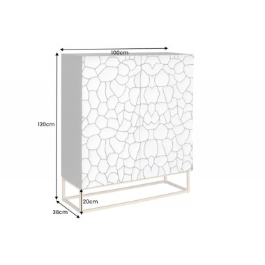 Invicta Komoda wysoka VULCANO czarno biała mozaika 120cm / 44645