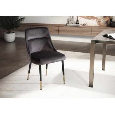 Wohnling Krzesło tapicerowane PARIS MODERN szare 49cm / WL6.996
