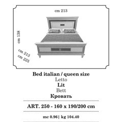 DOLCE VITA Włoskie Łóżko Queen Size 160 x 190/200 x 200cm / ArredoClassic