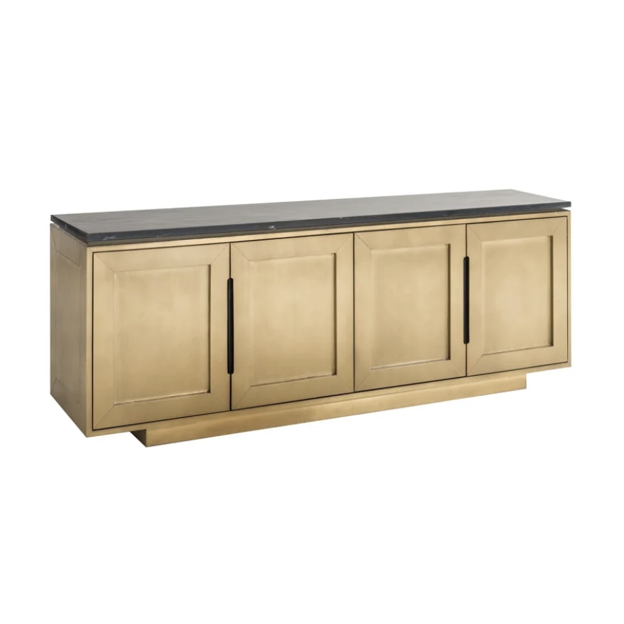 FINSBURY Komoda 4 drzwiowa  (Black/gold) 183cm MDF / 7890 - Richmond