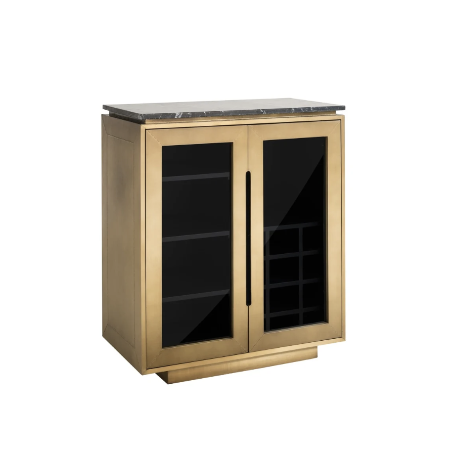 FINSBURY Komoda 2 drzwiowa (Black/gold) MDF  86,5cm / 7892 - Richmond