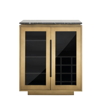 FINSBURY Komoda 2 drzwiowa (Black/gold) MDF  86,5cm / 7892