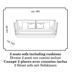 Włoska Sofa ALLURE tapicerowana 2 osobowa 195cm / ADORA