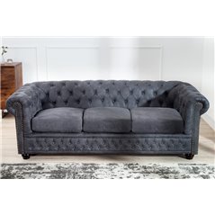 Sofa CHESTERFIELD 3 osobowa szary antyk / 37391