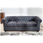 Invicta CHESTERFIELD Sofa 3 osobowa antyczny szary mikrofibra 200cm / 37391