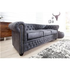 Sofa CHESTERFIELD 3 osobowa szary antyk / 37391