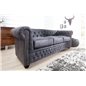 Invicta CHESTERFIELD Sofa 3 osobowa antyczny szary mikrofibra 200cm / 37391