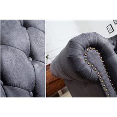 Invicta CHESTERFIELD Sofa 3 osobowa antyczny szary mikrofibra 200cm / 37391