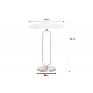 Invicta Stolik boczny ELEGANCE złoty biały blat 60cm / 43612