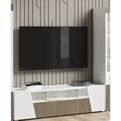 ETNA WHITE Włoska Szafka RTV z oświetleniem LED 158 x 46 x 47cm