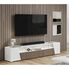 ETNA WHITE Włoska Szafka RTV z oświetleniem LED 158 x 46 x 47cm