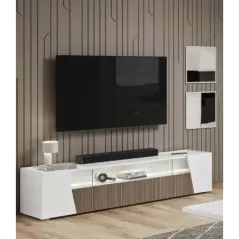 ETNA WHITE Włoska Szafka RTV z oświetleniem LED 209 x 46 x 47cm