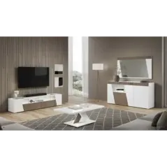 ETNA WHITE Włoska Szafka RTV z oświetleniem LED 209 x 46 x 47cm