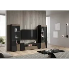 ETNA BLACK Włoska Szafka RTV z oświetleniem LED 158 x 46 x 47cm