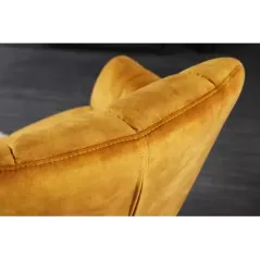 Invicta Fotel obrotowy Papillon musztardowo żółty aksamit 77cm / 44228
