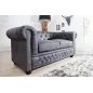 Invicta CHESTERFIELD Sofa 2 osobowa antyczny szary mikrofibra 150cm / 37390