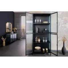 Invicta Witryna AMSTERDAM szkło żebrowane czarne 80cm / 43532
