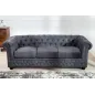Invicta CHESTERFIELD Sofa 3 osobowa antyczny szary mikrofibra 200cm / 37391