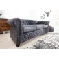 Invicta CHESTERFIELD Sofa 3 osobowa antyczny szary mikrofibra 200cm / 37391