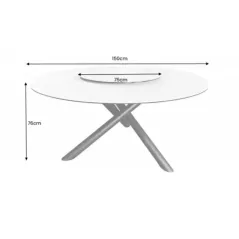 Invicta Stół do jadalni SPIN ceramiczny z białego marmuru 150cm / 44225