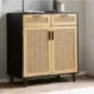 Wohnling Komoda VIENNA rattan czarne mango 80 x 86,5 x 40cm / WL6.830