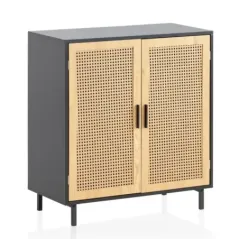 Wohnling Komoda VIENNA rattan czarne mango 80 x 86,5 x 40cm / WL6.828