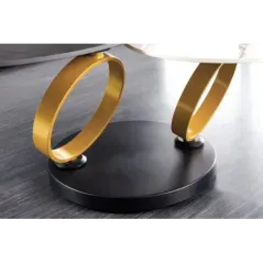 Invicta Stolik kawowy RINGS KERAMIK obrotowy złota rama / 44317