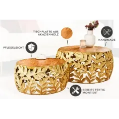Invicta Stolik kawowy ABSTRACT LEAF akacja gold / 43818