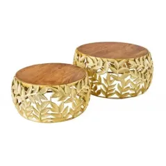 Invicta Stolik kawowy ABSTRACT LEAF akacja gold / 43818