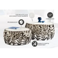 Invicta Stolik kawowy ABSTRACT LEAF akacja silver / 43817