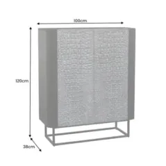 Invicta Komoda wysoka KROKODIL mango szaro czarna 100cm / 44581