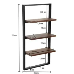 Wohnling Półka wisząca w stylu industrialnym 35 x 70 x 15cm / WL6.719