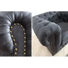 Invicta CHESTERFIELD Fotel antyczny szary 105cm / 37389