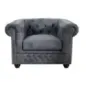 Invicta CHESTERFIELD Fotel antyczny szary 105cm / 37389 Invicta CHESTERFIELD Fotel antyczny szary 105cm / 37389